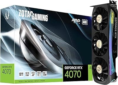 ZOTAC Placa gráfica gamer GeForce RTX 4070 AMP AIRO DLSS 3 12GB GDDR6X 192-bit 21 Gbps PCIE 4.0 Gaming, IceStorm 2.0 Advanced Cooling, Spectra 2.0 RGB Lighting, ZT-D40700F-10P 