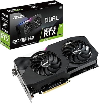 ASUS Dual NVIDIA GeForce RTX 3060 Ti V2 OC Edition Gaming Graphics Card (PCIe 4.0, 8GB GDDR6 Memory, LHR, HDMI 2.1, DisplayPort 1.4a, Axial-tech Fan Design, Dual BIOS, Protective Backplate) 