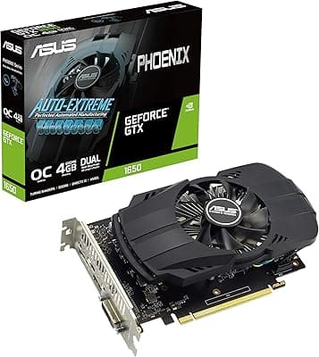 ASUS Placa gráfica Phoenix NVIDIA GeForce GTX 1650 OC Edition Gaming (PCIe 3.0, 4 GB de memória GDDR6, HDMI 2.0, DisplayPort 1.4a, DVI-D, rolamentos de ventilador de esfera dupla, autoextrema) 