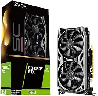 EVGA GeForce GTX 1650 SC Ultra Gaming GDDR6, 04G-P4-1257-KR, 4GB GDDR6, ventoinha dupla, placa traseira de metal 