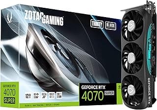 ZOTAC Placa de vídeo gamer GeForce RTX 4070 Super Trinity Black Edion DLSS 3 12GB GDDR6X 192-bit 21 Gbps PCIE 4.0, IceStorm 2.0 Advanced Cooling, Spectra RGB Lighting, ZT-D40720D-10P 