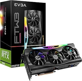 EVGA GeForce RTX 3090 FTW3 Ultra Gaming Placa gráfica, 24 GB GDDR6X, tecnologia iCX3, ARGB LED, placa traseira de metal, 24G-P5-3987-KR 