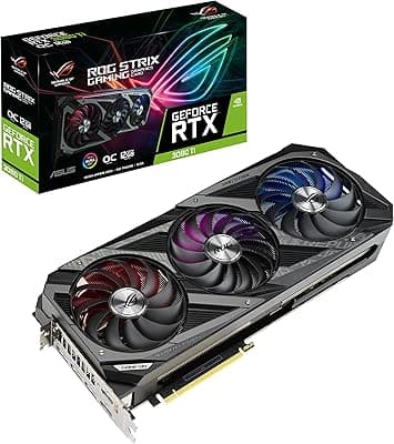 ASUS Placa gráfica para jogos ROG Strix NVIDIA GeForce RTX 3080 Ti OC Edition (PCIe 4.0, 12 GB GDDR6X, HDMI 2.1, DisplayPort 1.4a, Axial-tech Fan Design, 2.9-Slot, Super Alloy Power II, GPU Tweak II) 