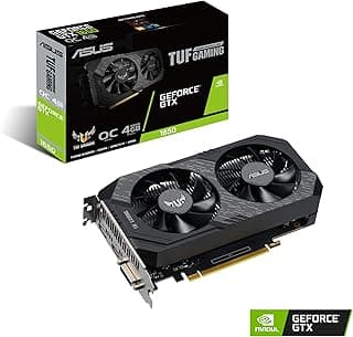 GTX 1650 Cartão ASUS TUF Gaming NVIDIA GeForce OC Edição Gráfica (PCIe 3.0, 4GB de memória GDDR6, HDMI, DisplayPort, DVI-D, 1x 6 pinos Conector de alimentação, resistência ao pó IP5X, Espaço-Grade Lubrificante) 