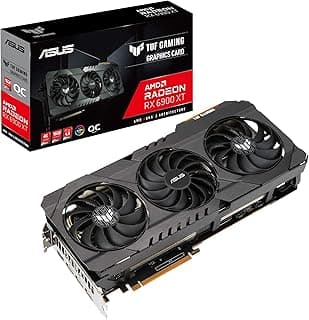 Placa gráfica ASUS TUF Gaming AMD Radeon RX 6900 XT OC Edition (PCIe 4.0, 16 GB GDDR6, HDMI 2.1, DisplayPort 1.4a, rolamentos de ventilador de esfera dupla, cobertura totalmente em alumínio, moldura reforçada, GPU Tweak II) 