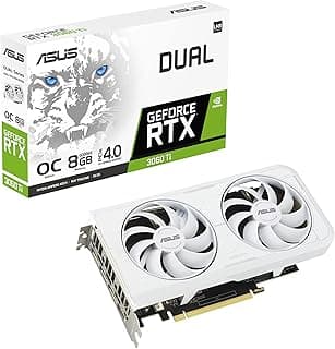 ASUS Placa gráfica dupla NVIDIA GeForce RTX 3060 Ti White OC Edition (PCIe 4.0, 8GB de memória GDDR6X, HDMI 2.1, DisplayPort 1.4a, design de 2 compartimentos, design de ventilador de tecnologia axial, 