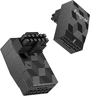 Fasgear Adaptador 12VHPWR 90 graus, 1 pacote com ângulo reto PCI-e 5.0 16 pinos, adaptador de alimentação 600W 12+4 pinos GPU macho para fêmea conector compatível com GeForce RTX 3090Ti 4070Ti 4080 