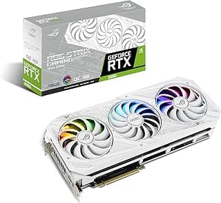 Placa gráfica para jogos ROG Strix NVIDIA GeForce RTX 3090 White OC Edition (PCIe 4.0, 24 GB GDDR6X, HDMI 2.1, DisplayPort 1.4a, esquema de cores brancas, design de ventilador de tecnologia Axial, 2,9 compartimentos, super liga de energia 