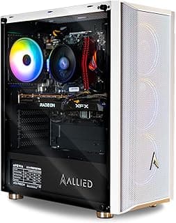 Allied Gaming Patriot Desktop PC: AMD Ryzen 5 5600X, AMD RX 6600XT 8GB, 16GB DDR4 3200MHz, SSD PCIe NVMe 500GB, placa mãe B550M, fonte de alimentação de 750 watts, ventiladores ARGB, Wi-Fi Ready 