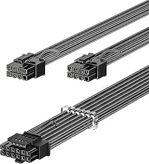 Fasgear Cabo de alimentação PCIe 5.0 de 70 cm - 16 pinos (12 + 4) 12 VHPWR conector para RTX 4070 4080 4090 a 2 x 8 pinos (4 + 4) PCI-e macho cabo de GPU apenas para Corsair/Great Wall/Thermal-take 