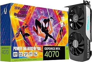 ZOTAC Gaming GeForce RTX 4070 Twin Edge OC Spider-Man: através do conjunto de placas gráficas inspiradas no versículo aranha, ZT-D40700H-10SMP 